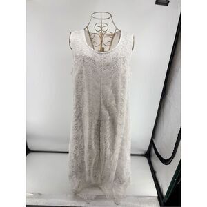 Soft Surroundings Madelyn White Lace Dress Handkerchief Hem Size 14